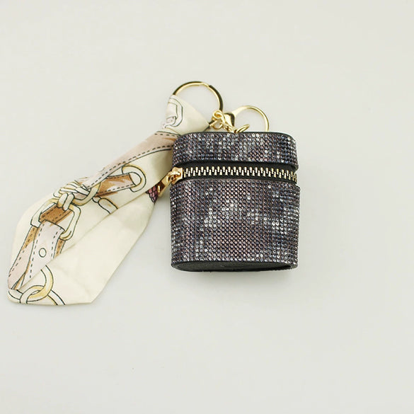 Lipstick Headphone Storage Bag Artificial Leather Snake Pattern Oval Electroplating Minimalist
