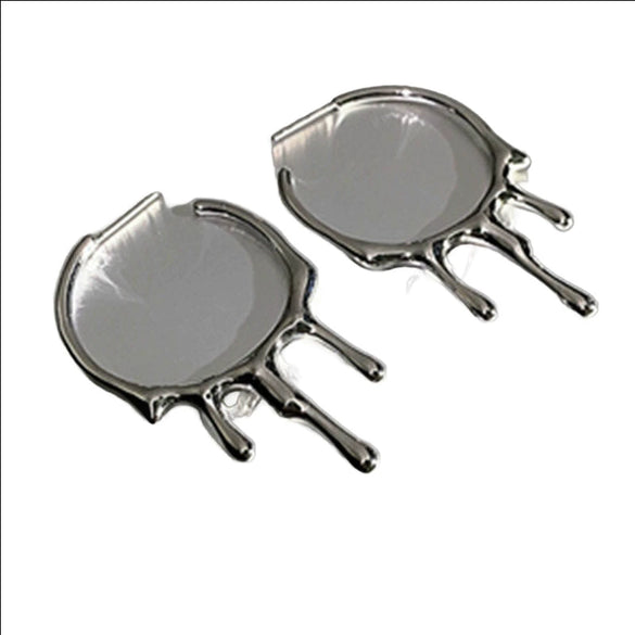 Liquid Lava Drop Shape Alloy Earrings With Electroplated Finish Simple Unisex Trendy Distinctive Design
