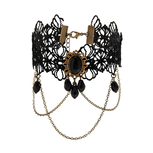 Lolita Lace Imitation Crystal Handmade Arm Chain Leg Chain With Water Drop Tassel And Flower Pattern Gothic Style Jewelry For Women