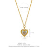 Lolita Vintage Lace Love Double Sided Shell Diamond Pendant Titanium Steel Heart Shaped Necklace