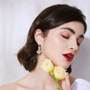 Long Geometric Copper Zircon Drop Earrings With Electroplated Finish For Women Fashion Jewelry Wholesale