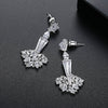 Long Geometric Copper Zircon Drop Earrings With Electroplated Finish For Women Fashion Jewelry Wholesale