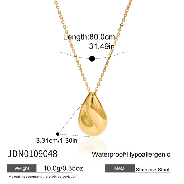 Long Geometric Glass Pearl Necklace In Stainless Steel With Vacuum Gold Plating For Women