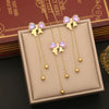 Long Tassel Bow Fashion Stainless Steel Necklace With Electroplating And Snake Bone Chain