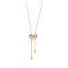 Long Tassel Bow Fashion Stainless Steel Necklace With Electroplating And Snake Bone Chain