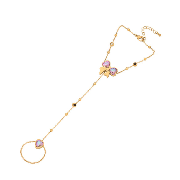 Long Tassel Bow Fashion Stainless Steel Necklace With Electroplating And Snake Bone Chain