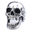 Long Teeth Zombie Skull Ring Gothic Style Boiled Black Polished Stainless Steel Jewelry For Men And Women