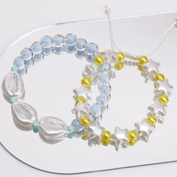 Loose Beads Abs Specialshaped Pearl Fivepointed Star Scallop Handmade Diy Bracelet Necklace Pendant Material Bag Accessories Geometric Style