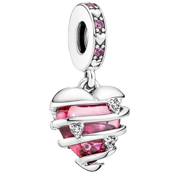 Loose Beads Accessories Bracelet Pendant Metal Heart Beaded With Totem Pattern And Electroplating Process