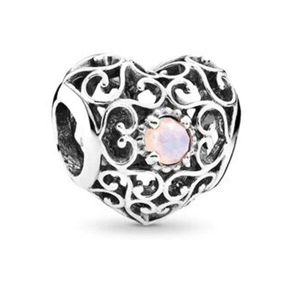Loose Beads Accessories Bracelet Pendant Metal Heart Beaded With Totem Pattern And Electroplating Process