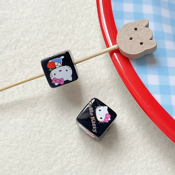 Loose Beads Acrylic And Plasticresin Square Beads With Kitty Cat Print For Diy Handmade Bracelet And Necklace Accessories