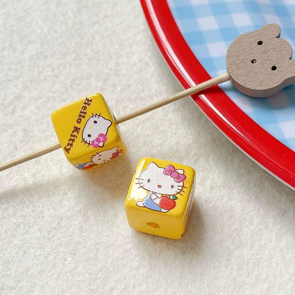 Loose Beads Acrylic And Plasticresin Square Beads With Kitty Cat Print For Diy Handmade Bracelet And Necklace Accessories