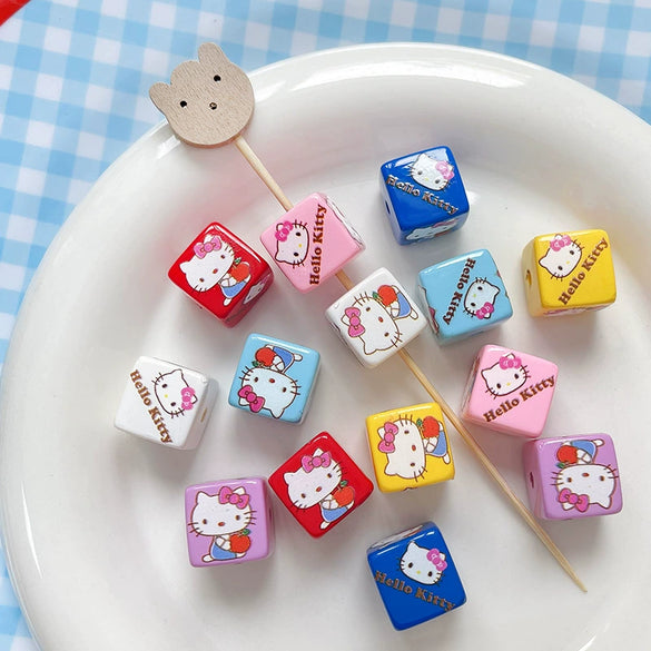 Loose Beads Acrylic And Plasticresin Square Beads With Kitty Cat Print For Diy Handmade Bracelet And Necklace Accessories