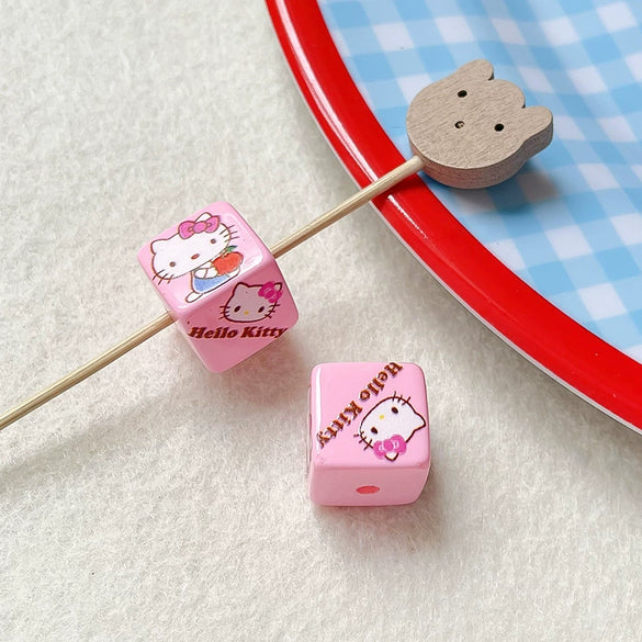 Loose Beads Acrylic And Plasticresin Square Beads With Kitty Cat Print For Diy Handmade Bracelet And Necklace Accessories