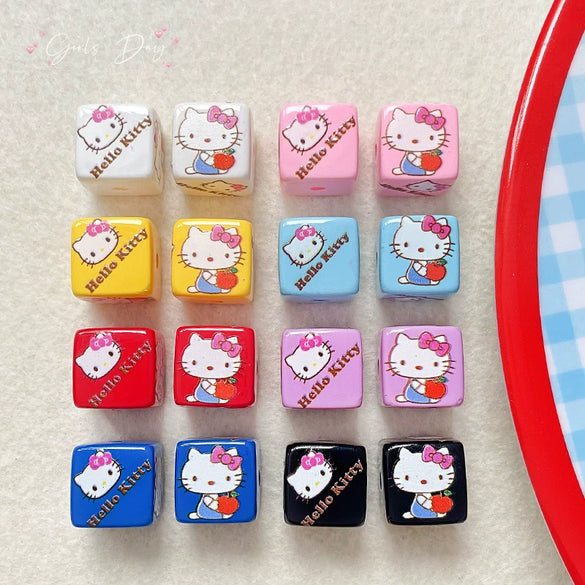 Loose Beads Acrylic And Plasticresin Square Beads With Kitty Cat Print For Diy Handmade Bracelet And Necklace Accessories