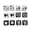 Loose Beads Acrylic Black And White Simple Cat Star Bow Square Line Geometric Diy Handmade Beading Material For Bracelet Necklace