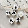 Loose Beads Acrylic Black And White Simple Cat Star Bow Square Line Geometric Diy Handmade Beading Material For Bracelet Necklace