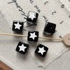Loose Beads Acrylic Black And White Simple Cat Star Bow Square Line Geometric Diy Handmade Beading Material For Bracelet Necklace