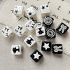Loose Beads Acrylic Black And White Simple Cat Star Bow Square Line Geometric Diy Handmade Beading Material For Bracelet Necklace