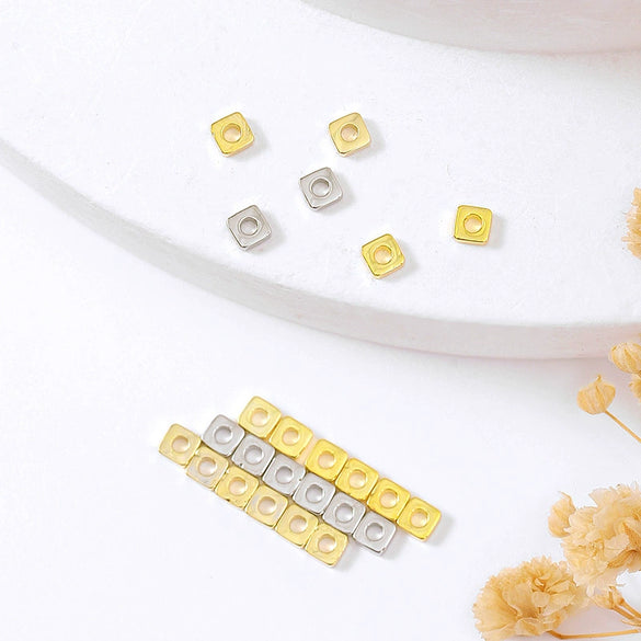 Loose Beads Copper Electroplated Square Spacer Diy Bracelet Necklace Accessories
