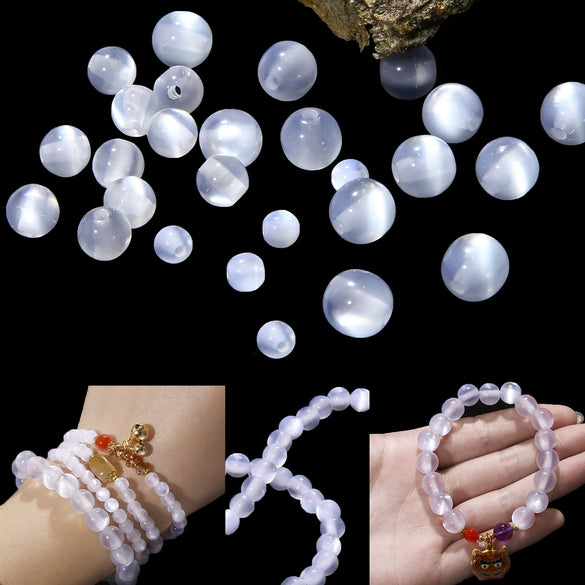 Loose Beads Plastic Resin Natural Style Round Cat's Eye Handmade Diy Bracelet Necklace Accessories