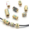 Loose Beads Stainless Steel Natural Stone Doublesided Enamel Oil Eye 18K Gold Vacuum Plated Eight Eyes Drum Beads