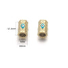Loose Beads Stainless Steel Natural Stone Doublesided Enamel Oil Eye 18K Gold Vacuum Plated Eight Eyes Drum Beads