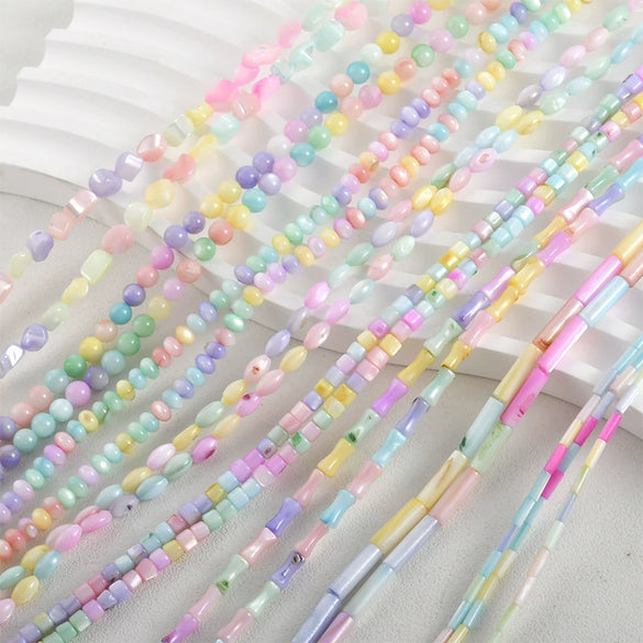 Loose Freshwater Shell Rice Beads Dyeing Handmade Beaded Bracelet Necklace Material Accessories