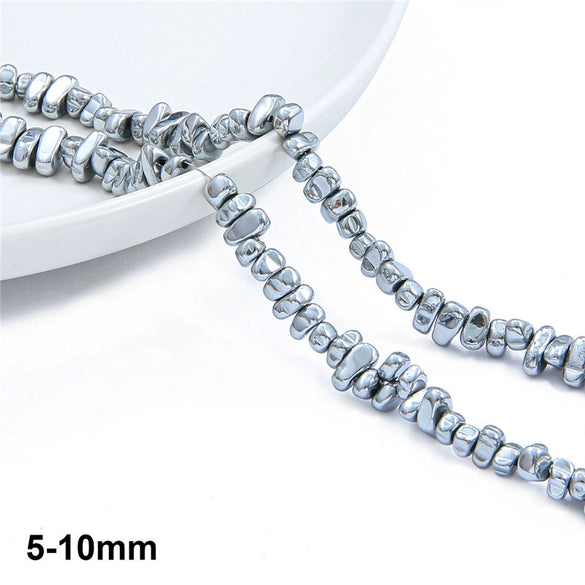 Loose Handmade Diy Black Stone Beads For Bracelet Necklace Ear Accessories Irregular Shaped Electroplated