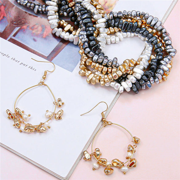 Loose Handmade Diy Black Stone Beads For Bracelet Necklace Ear Accessories Irregular Shaped Electroplated