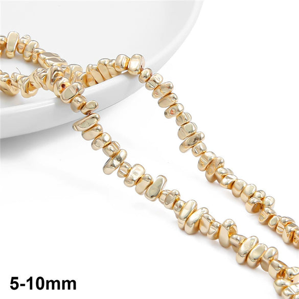 Loose Handmade Diy Black Stone Beads For Bracelet Necklace Ear Accessories Irregular Shaped Electroplated