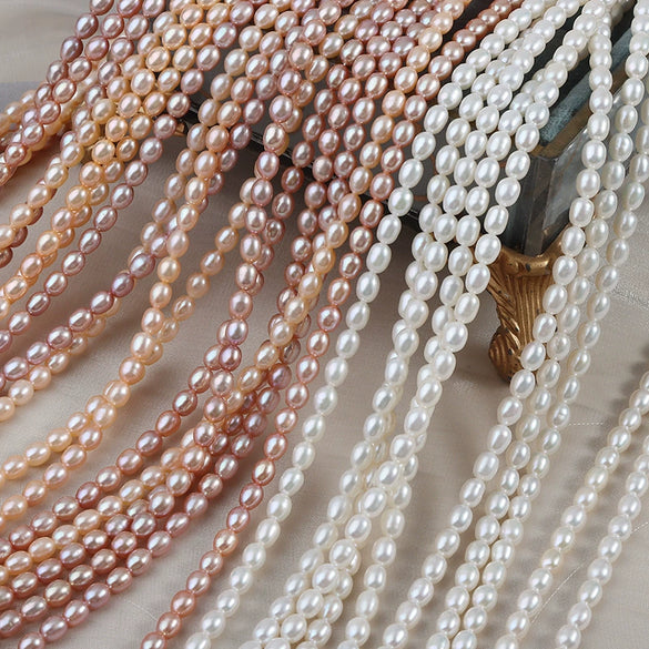 Loose Natural Freshwater Pearl Rice Beads Semi Finished Material For Diy