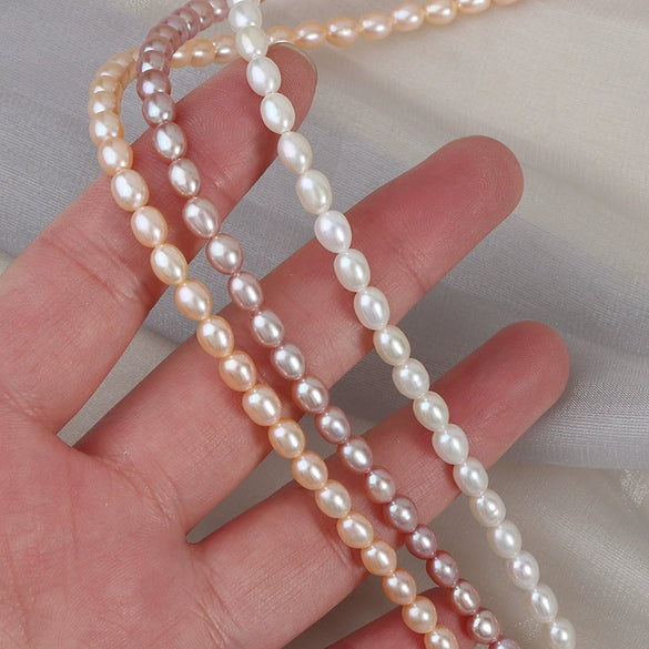 Loose Natural Freshwater Pearl Rice Beads Semi Finished Material For Diy