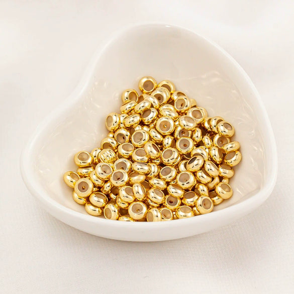 Loose Oblate Silicone Beads For Bracelet Copper Material With Real Gold Electroplating Handmade Diy Accessory