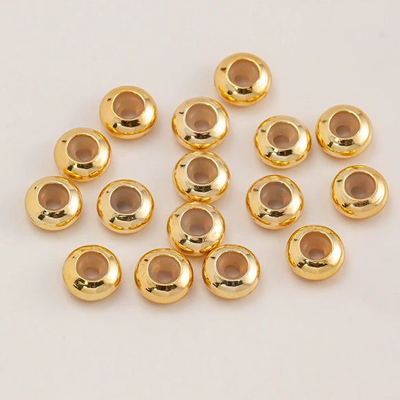 Loose Oblate Silicone Beads For Bracelet Copper Material With Real Gold Electroplating Handmade Diy Accessory