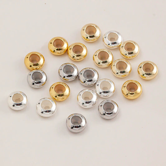 Loose Oblate Silicone Beads For Bracelet Copper Material With Real Gold Electroplating Handmade Diy Accessory