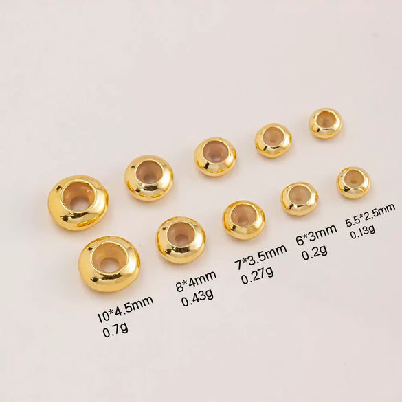 Loose Oblate Silicone Beads For Bracelet Copper Material With Real Gold Electroplating Handmade Diy Accessory