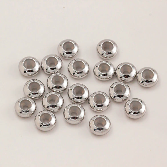 Loose Oblate Silicone Beads For Bracelet Copper Material With Real Gold Electroplating Handmade Diy Accessory