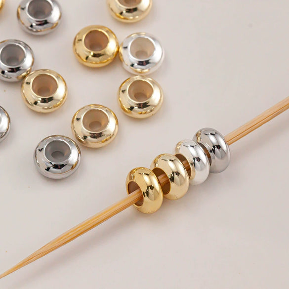 Loose Oblate Silicone Beads For Bracelet Copper Material With Real Gold Electroplating Handmade Diy Accessory