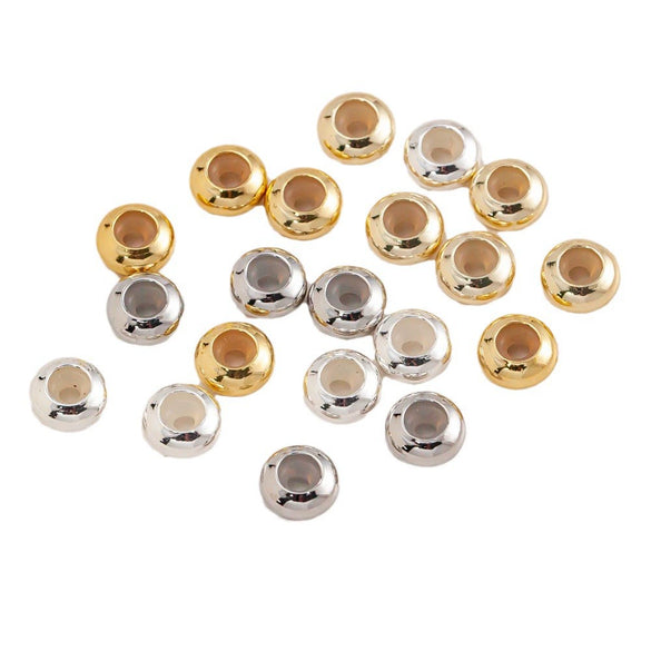 Loose Oblate Silicone Beads For Bracelet Copper Material With Real Gold Electroplating Handmade Diy Accessory