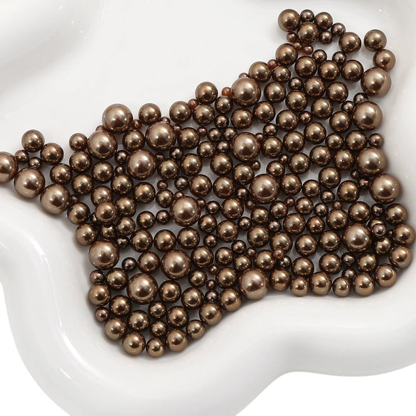 Loose Round Beads For Diy Abs Non Porous Plastic Beads With Pearl Plating For Clothing And Cosmetic Box Accessories Decoration Materials Geometric Style
