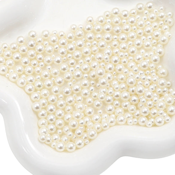 Loose Round Beads For Diy Abs Non Porous Plastic Beads With Pearl Plating For Clothing And Cosmetic Box Accessories Decoration Materials Geometric Style
