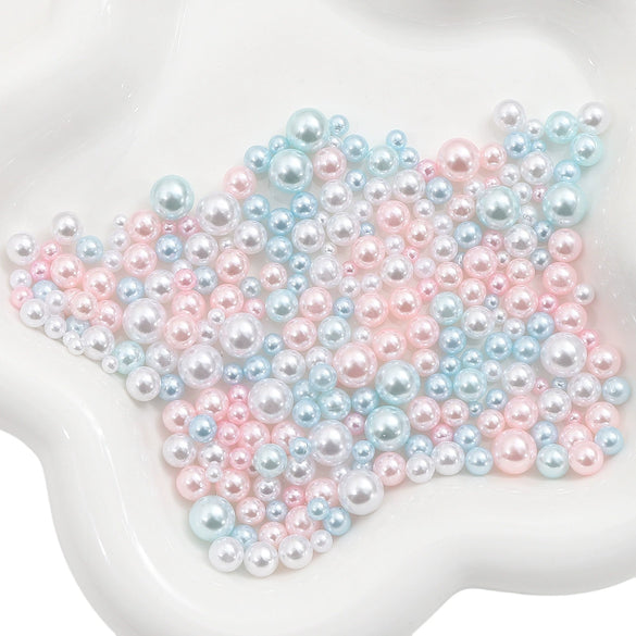 Loose Round Beads For Diy Abs Non Porous Plastic Beads With Pearl Plating For Clothing And Cosmetic Box Accessories Decoration Materials Geometric Style