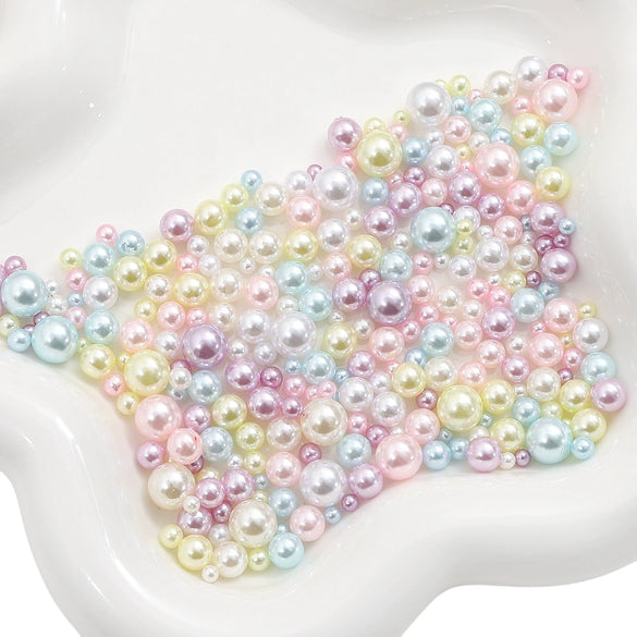 Loose Round Beads For Diy Abs Non Porous Plastic Beads With Pearl Plating For Clothing And Cosmetic Box Accessories Decoration Materials Geometric Style