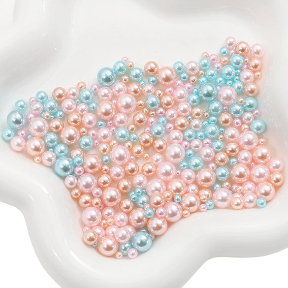 Loose Round Beads For Diy Abs Non Porous Plastic Beads With Pearl Plating For Clothing And Cosmetic Box Accessories Decoration Materials Geometric Style