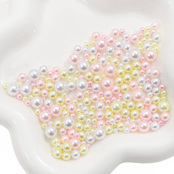 Loose Round Beads For Diy Abs Non Porous Plastic Beads With Pearl Plating For Clothing And Cosmetic Box Accessories Decoration Materials Geometric Style