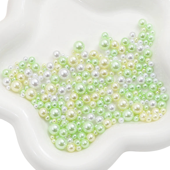 Loose Round Beads For Diy Abs Non Porous Plastic Beads With Pearl Plating For Clothing And Cosmetic Box Accessories Decoration Materials Geometric Style