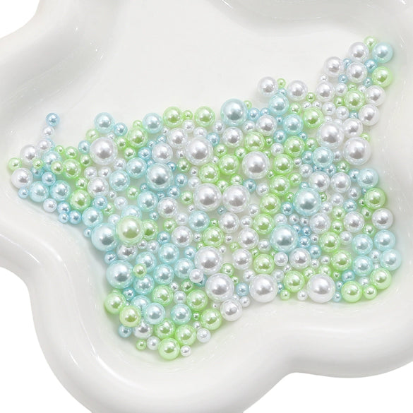 Loose Round Beads For Diy Abs Non Porous Plastic Beads With Pearl Plating For Clothing And Cosmetic Box Accessories Decoration Materials Geometric Style