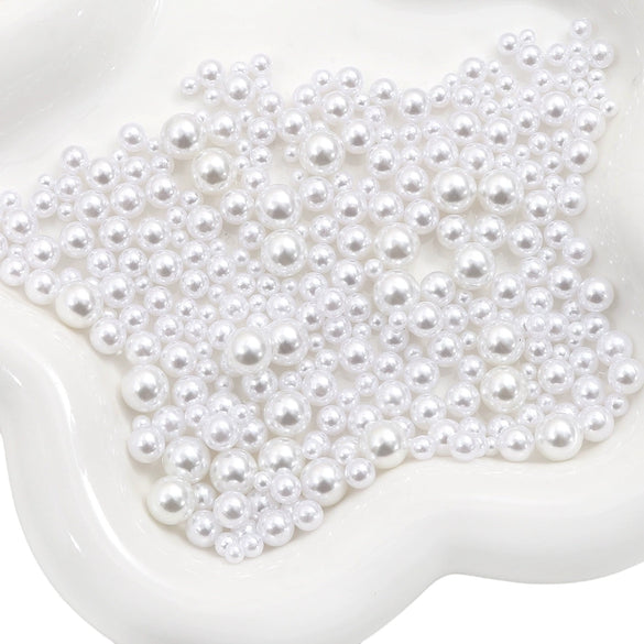 Loose Round Beads For Diy Abs Non Porous Plastic Beads With Pearl Plating For Clothing And Cosmetic Box Accessories Decoration Materials Geometric Style