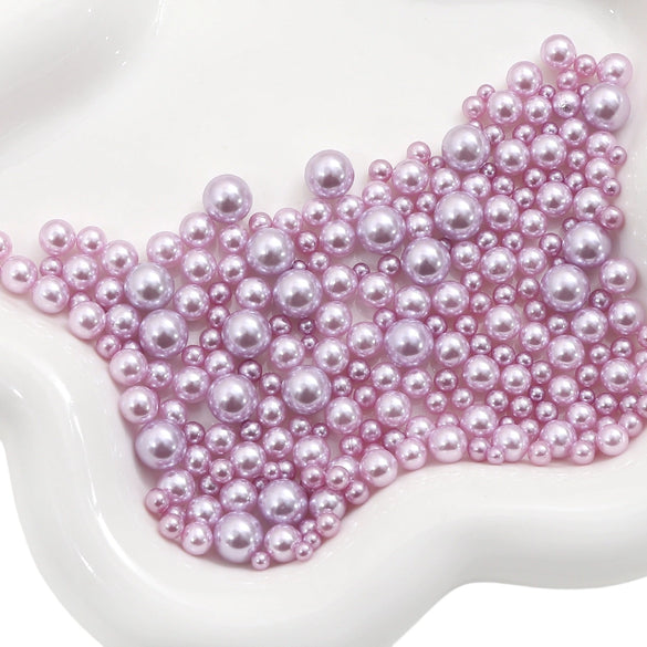 Loose Round Beads For Diy Abs Non Porous Plastic Beads With Pearl Plating For Clothing And Cosmetic Box Accessories Decoration Materials Geometric Style